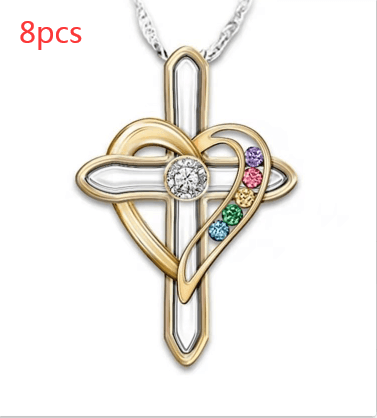 Cross love pendant clavicle chain, view 4 - MRSLM