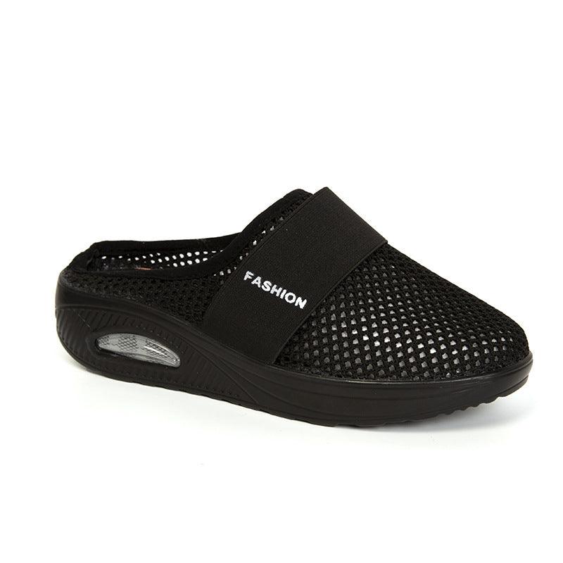 Women's thick-sole mesh wedge slippers, view 6 - MRSLM