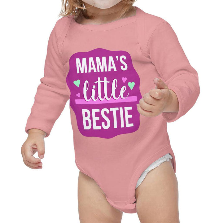 Mama's Bestie Baby Long Sleeve Onesie - Trendy Baby Long Sleeve Bodysuit - Graphic Baby One-Piece - MRSLM