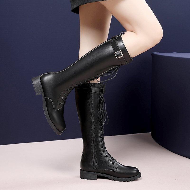 Women's Combat Boots Long Tube With Round Toe