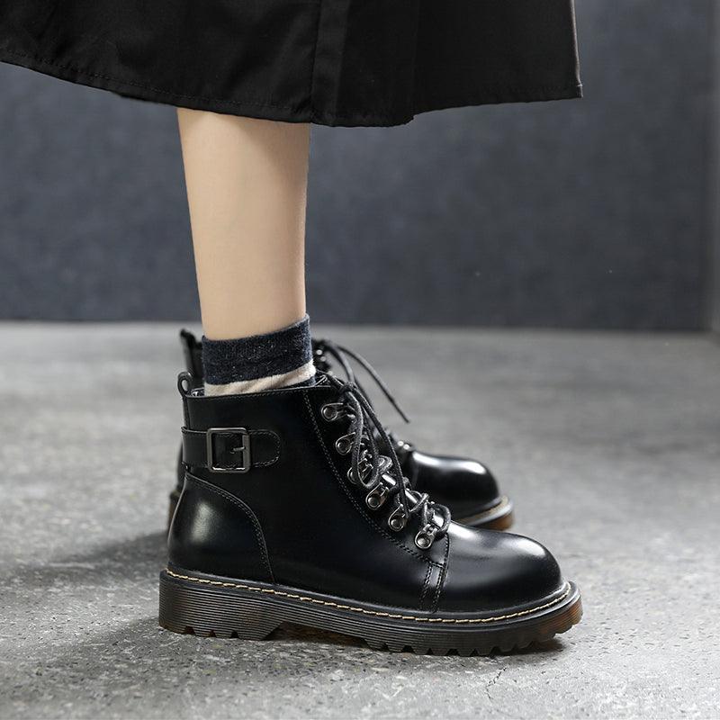 ladies retro flat short boots, view 3 - MRSLM