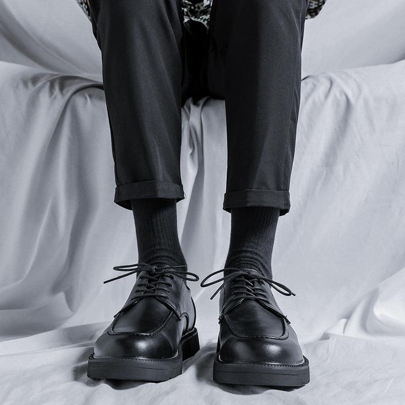 Men's black thick-soled business shoes - MRSLM