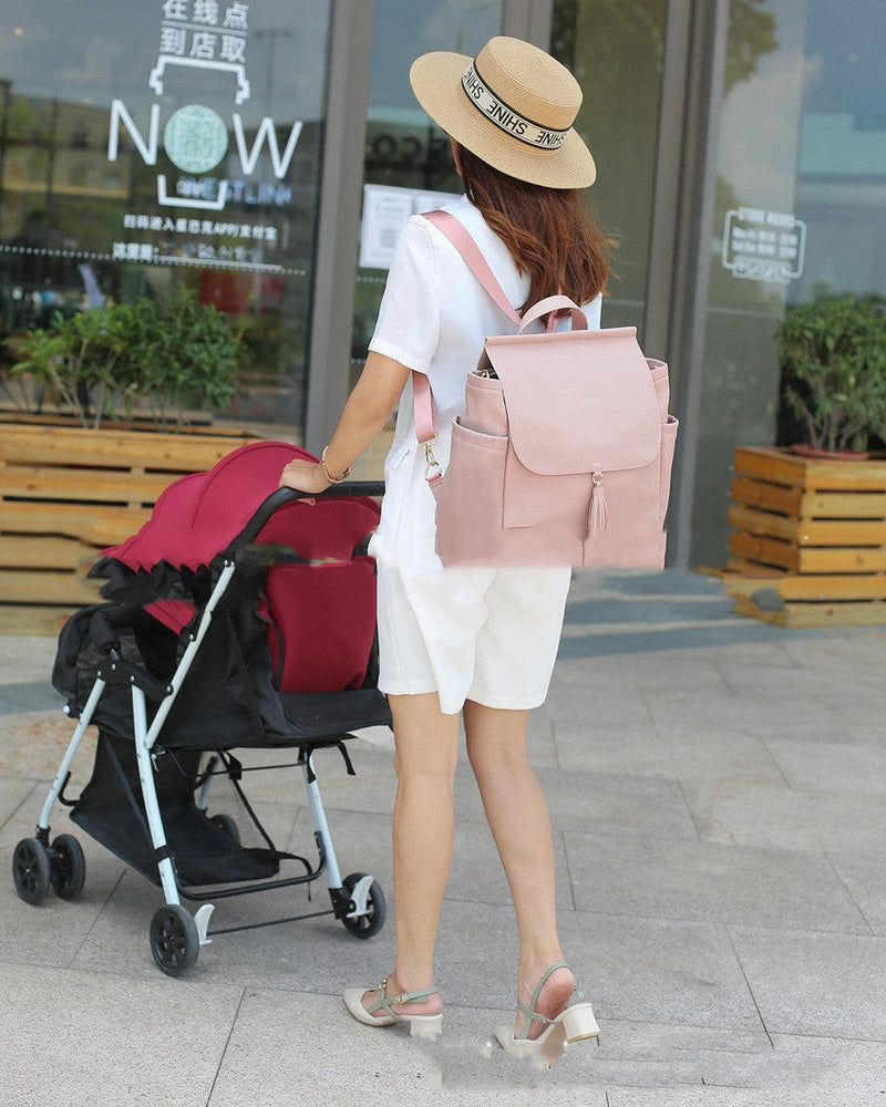 PU leather maternity backpack, view 5 - MRSLM