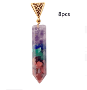 seven chakra crystal hexagon necklace, view 6 - MRSLM