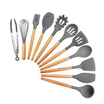 11Pcs Edible Silicone Non-stick Kitchen Utensils Set Cooking Spatula Gadget Tool - MRSLM