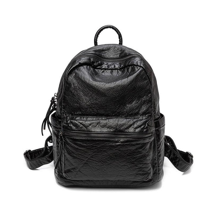 Women's New Washed Fashion Soft Leather Backpack - MRSLM