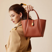 Women's retro leather bucket bag, view 7 - MRSLM