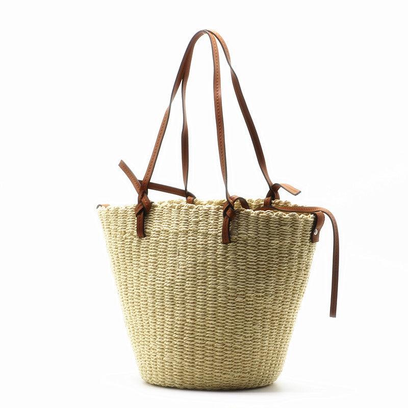 women's straw cylindrical shoulder bag, view 5 - MRSLM