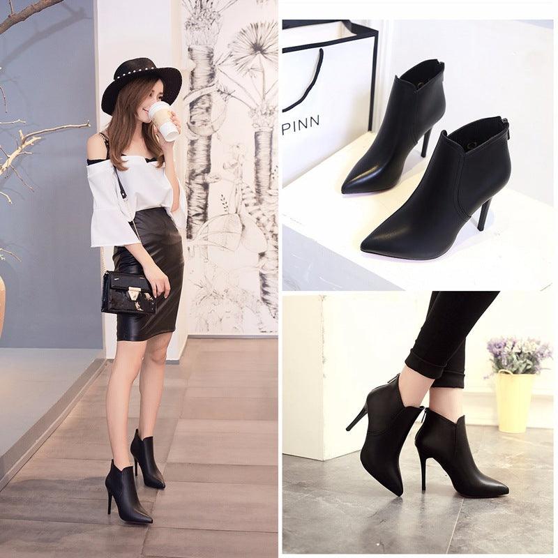 women's pointed ankle stiletto boots - MRSLM