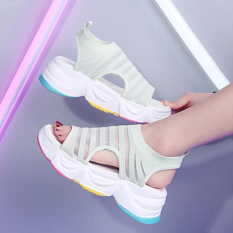 rainbow sole mid-heel slip-on sports sandals, view 5 - MRSLM
