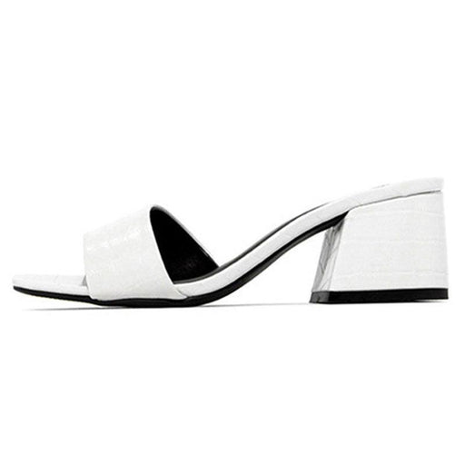 Women's simple PU thick heel sandals, view 4 - MRSLM