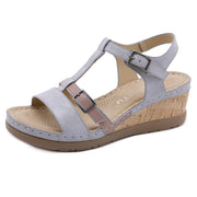 women's solid color wedge sandals, view 4 - MRSLM