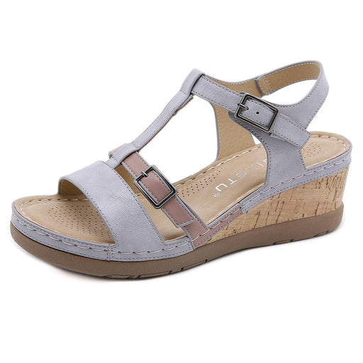 women's solid color wedge sandals, view 4 - MRSLM