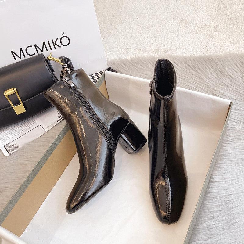Skinny square-toe Martin boots, view 2 - MRSLM