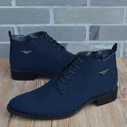 Men's pointed toe microfiber leather short boots, view 7 - MRSLM