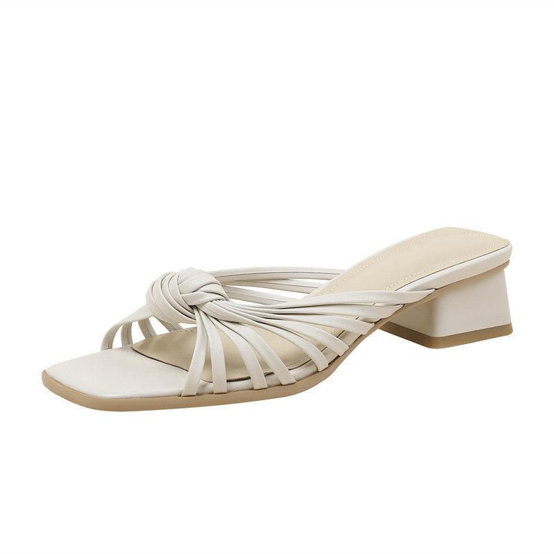women's vintage woven square toe sandals - MRSLM