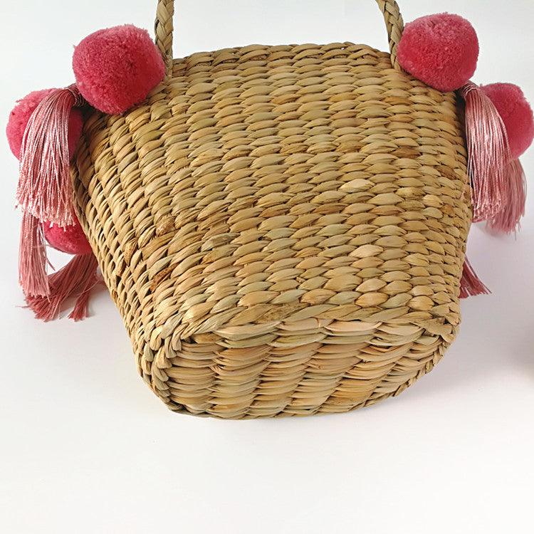 embroidered floral straw bag, view 5 - MRSLM