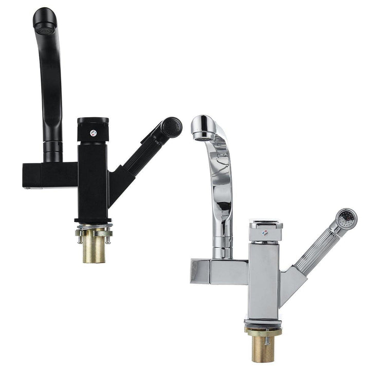 Kitchen Sink Mixer Taps 360°Swivel Spout With Pull Out Spray Faucet & 2 Hose - MRSLM