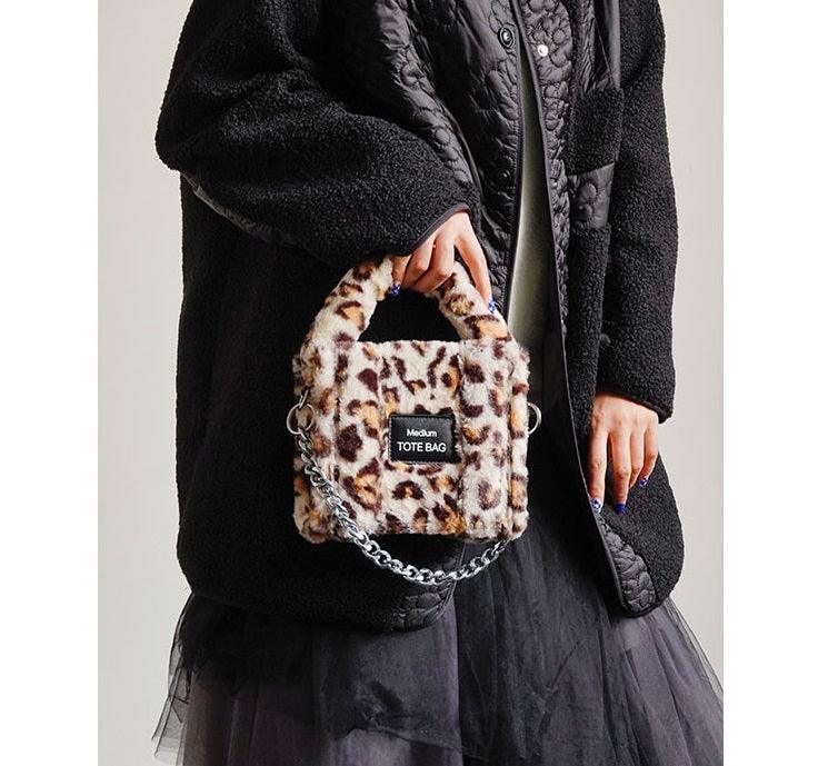 Women's plush teddy mini chain bag, view 3 - MRSLM