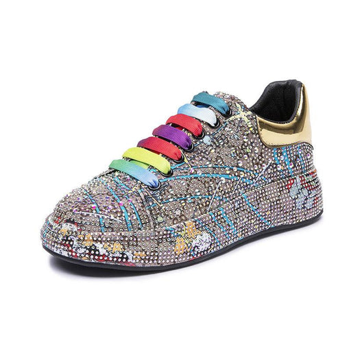 Trendy rhinestone platform casual shoes, view 3 - MRSLM
