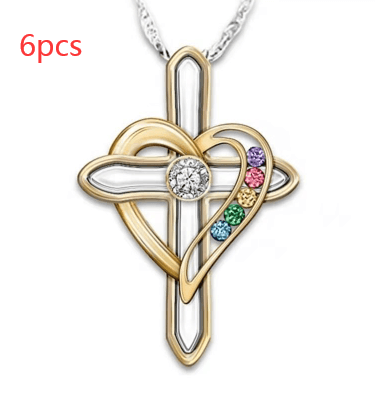 Cross love pendant clavicle chain, view 5 - MRSLM