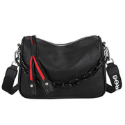 women's black cowhide messenger shoulder bag, view 4 - MRSLM