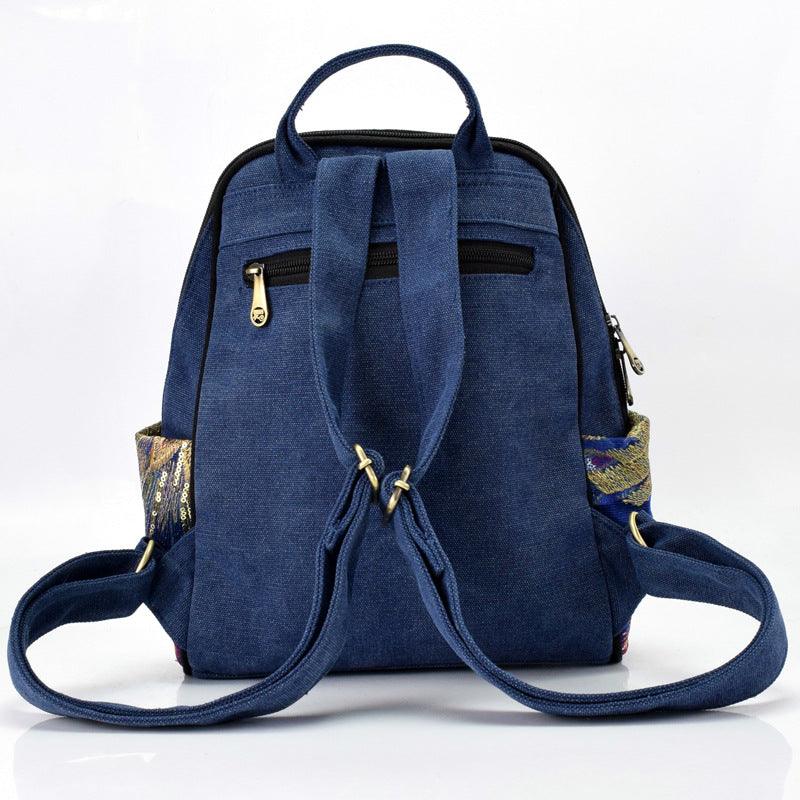 embroidered canvas women's backpack, view 5 - MRSLM