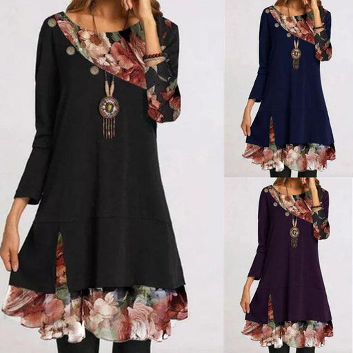 Women's chiffon printed loose dress - MRSLM