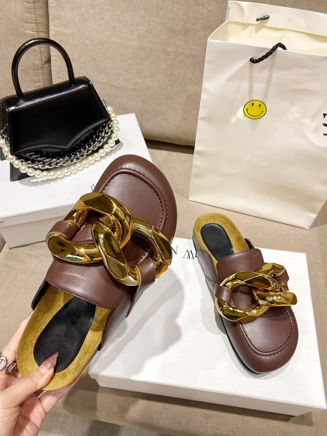 Golden Chain Baotou Half-toe Shoes Female British Style - MRSLM