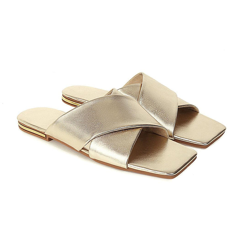 women's cross strap flat sandals, view 4 - MRSLM