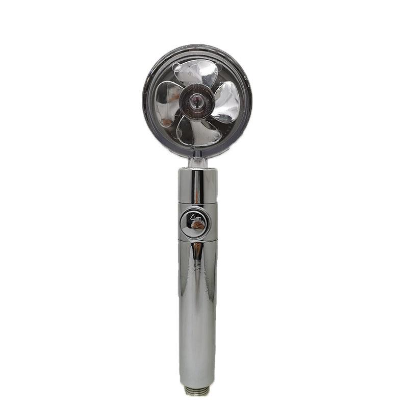 Propeller Driven Shower Head With Stop Button And Cotton Filter Turbocharged High Pressure Handheld Shower Nozzle - MRSLM