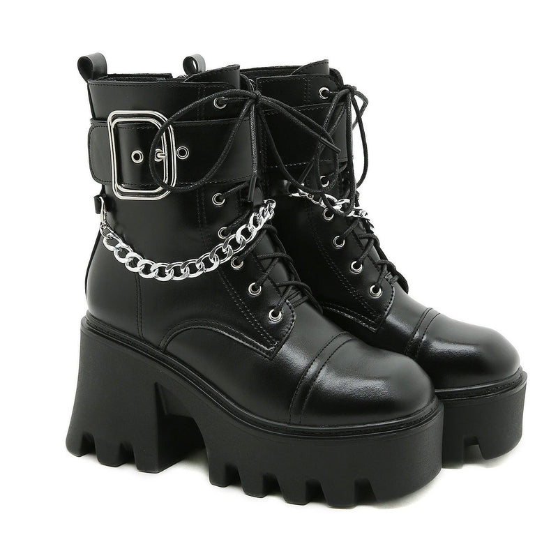 women's square toe platform boots, view 2 - MRSLM