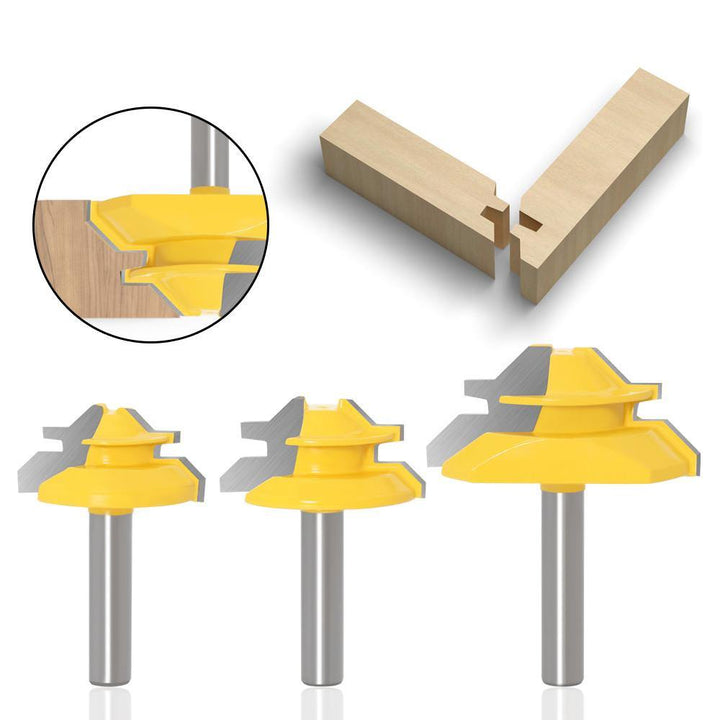 Drillpro 8MM Shank 45 Degree Lock Miter Router Bit Tenon Milling Cutter Woodworking Tool For Wood Tools - MRSLM