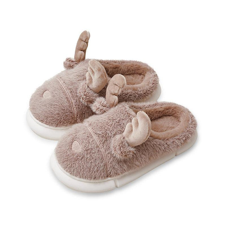 Women's Home Indoor Warm Non-slip Elk Plush Cotton Slippers - MRSLM