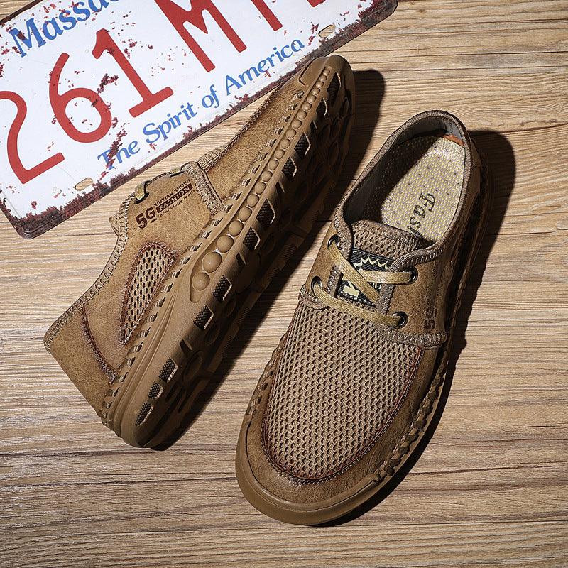 Men's summer hollow leather casual shoes, view 6 - MRSLM