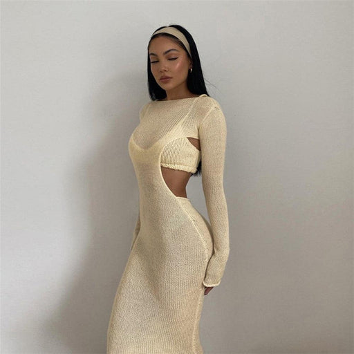 sling vest round neck long sleeve dress - MRSLM