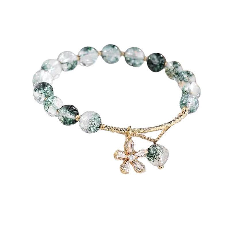 green crystal beaded bracelet for women, view 2 - MRSLM