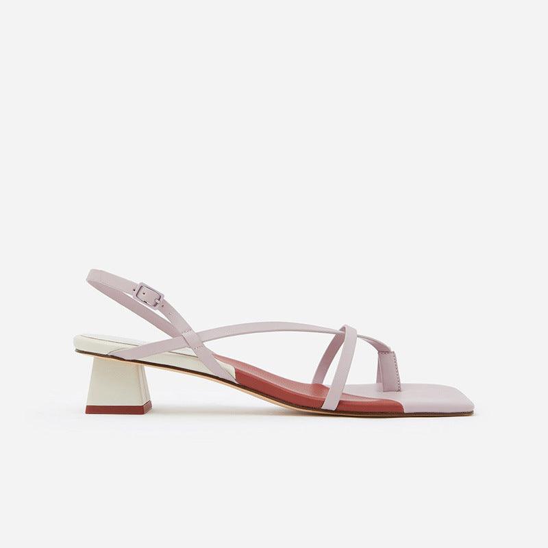 color-matching square toe sandals, view 3 - MRSLM