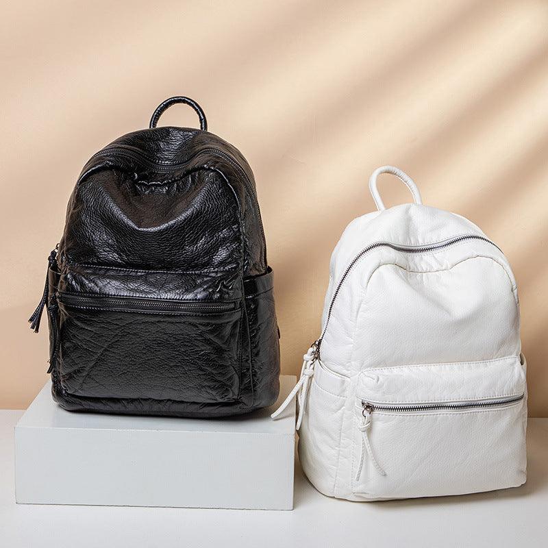 Women's washed leather backpack, view 4 - MRSLM