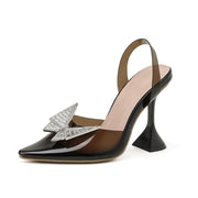 transparent high heel rhinestone butterfly sandals, view 3 - MRSLM