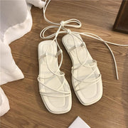 flat retro lace-up sandals, view 2 - MRSLM