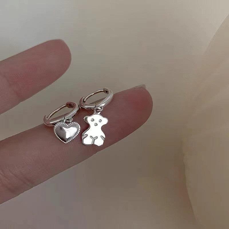 s925 silver bear heart earring - MRSLM