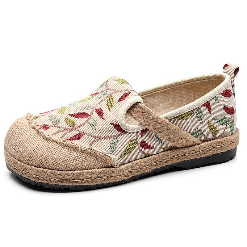 Ladies' New Cotton And Linen Floral Craft Shoes