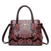 ethnic flower cowhide shoulder bag, view 13 - MRSLM