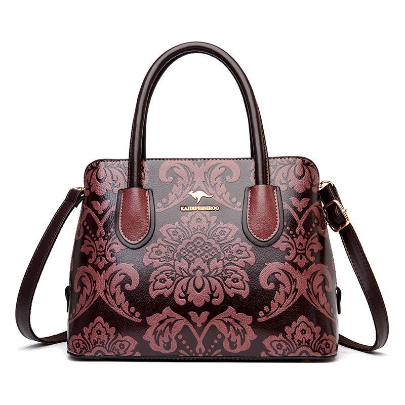 ethnic flower cowhide shoulder bag, view 13 - MRSLM