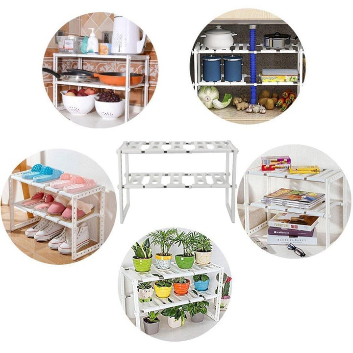 Expandable Kitchen Storage Shelf Bathroom Shoe Houseplant Organizer Rack Holder - MRSLM