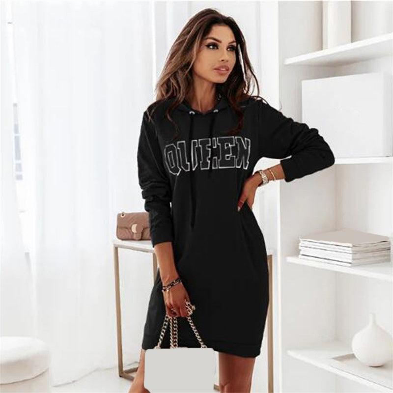 Women's long sleeve letter print casual dress, view 3 - MRSLM