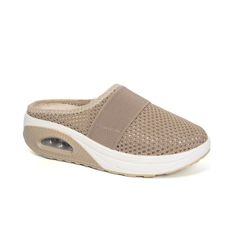 Women's thick-sole mesh wedge slippers, view 2 - MRSLM