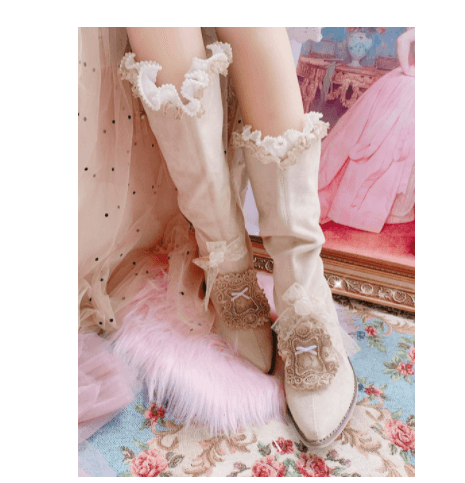 Women's pointed toe suede boots with bow - MRSLM