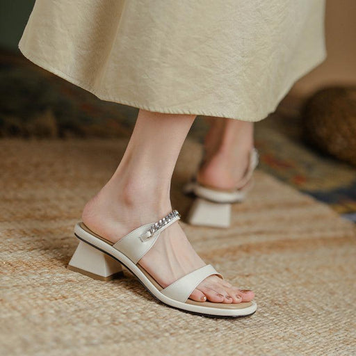 women's mid-heel thick heel sandals, view 2 - MRSLM